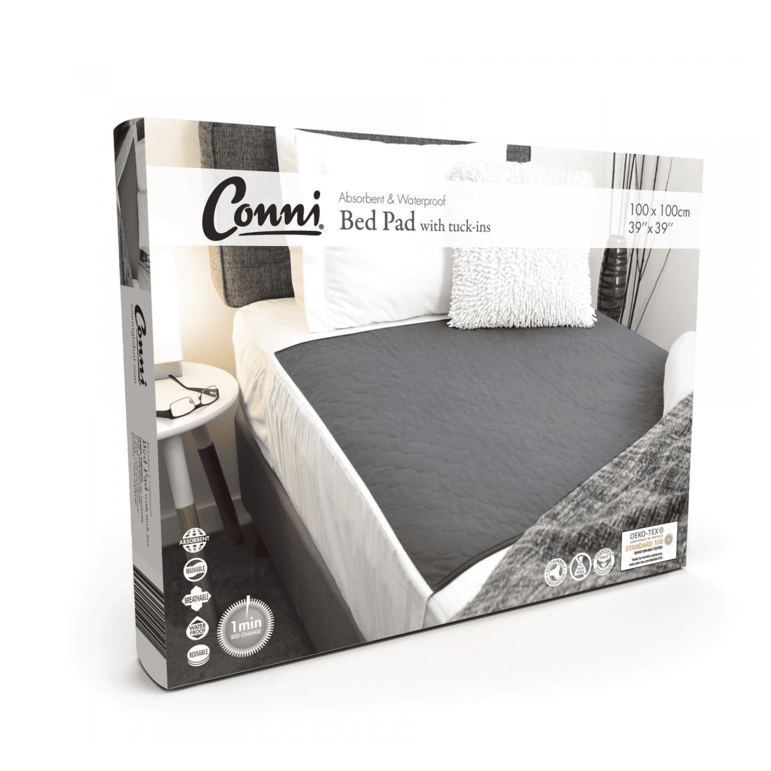 Conni Bed Pad with Tuck-ins_Charcoal+