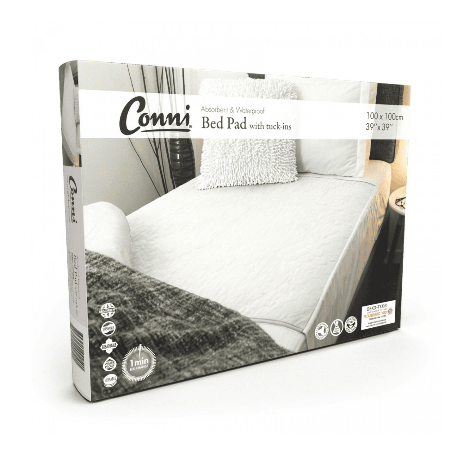 Conni Bed Pad with Tuck-ins_White