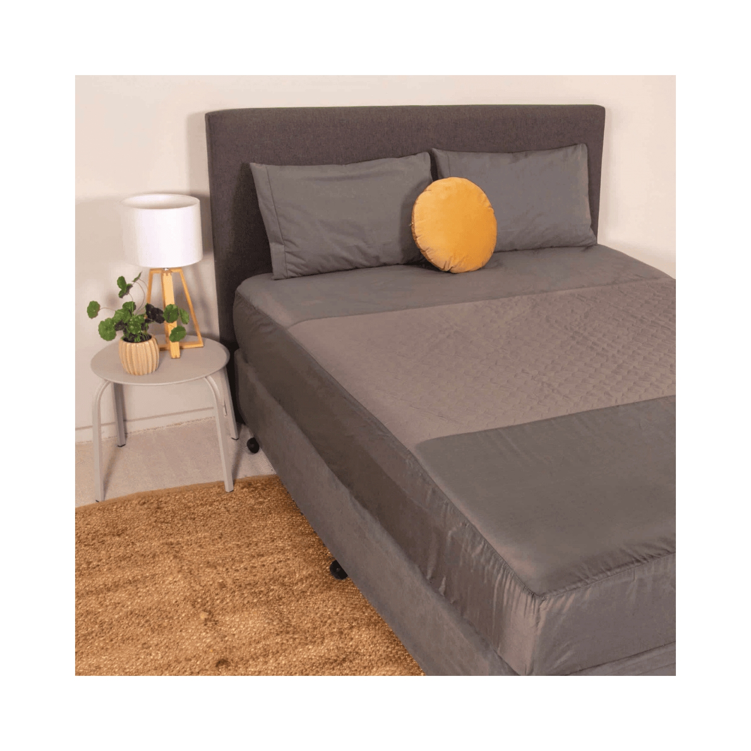 Conni Fitted Bed Pad Sheet_Charcoal